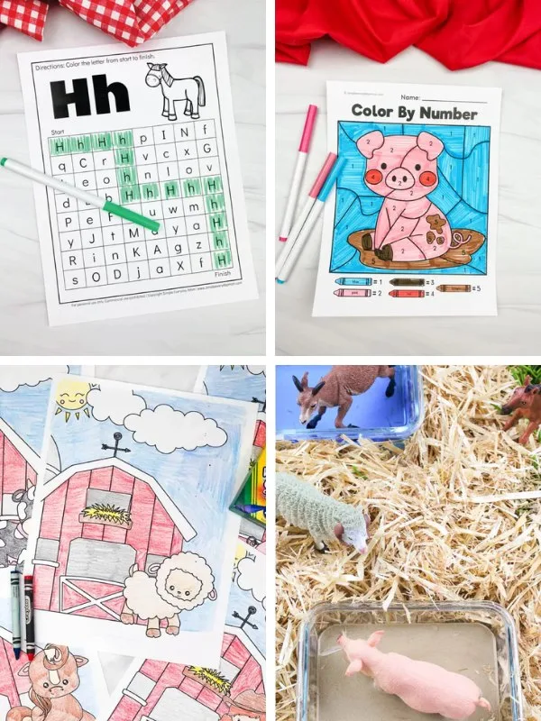 Farm activities for kids image collage