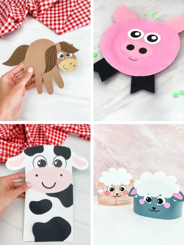 Farm crafts for kids image collage