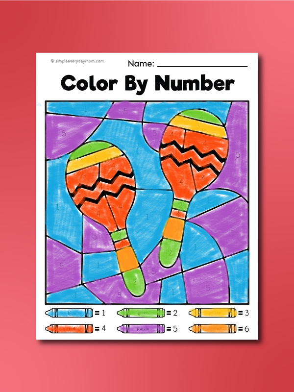 cinco de mayo color by numbers instrument