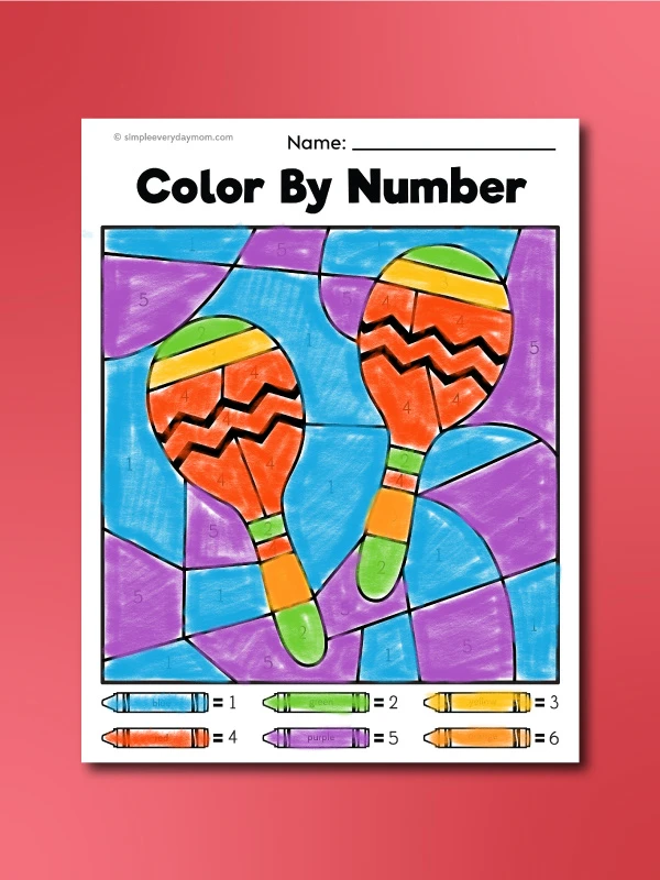 cinco de mayo color by numbers instrument