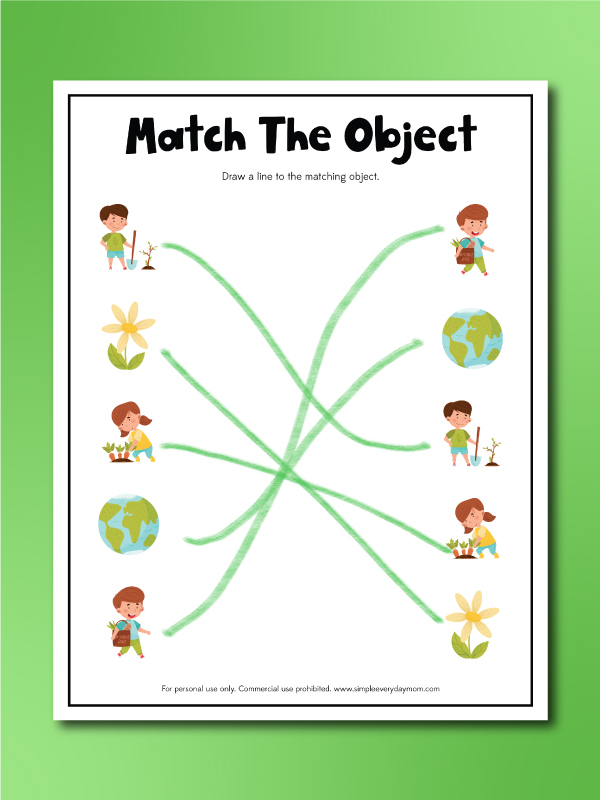 Earth Day match the object sheet