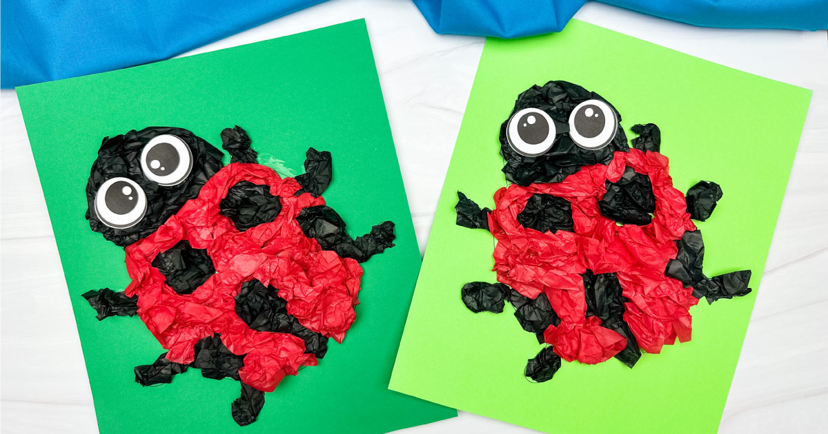 Ladybug Tissue Paper Craft For Kids [Free Template]