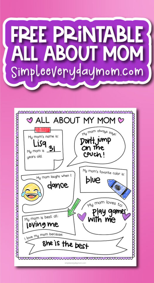 Free All About Mom Printable For Kids (Plus Grandma, Too!)
