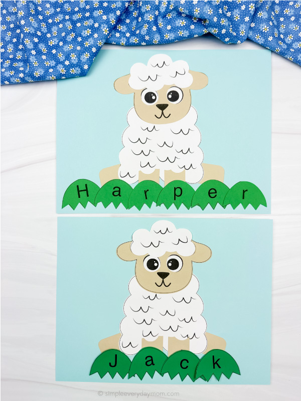 two examples of finished sheep name craft