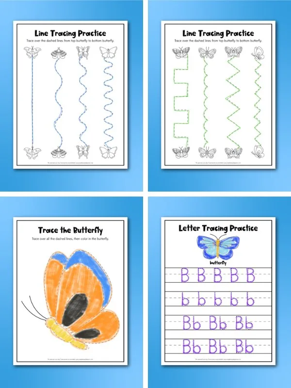 butterfly tracing worksheet image collage