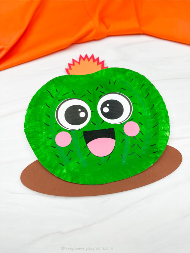 Paper Plate Cactus Craft For Kids [Free Template] Story