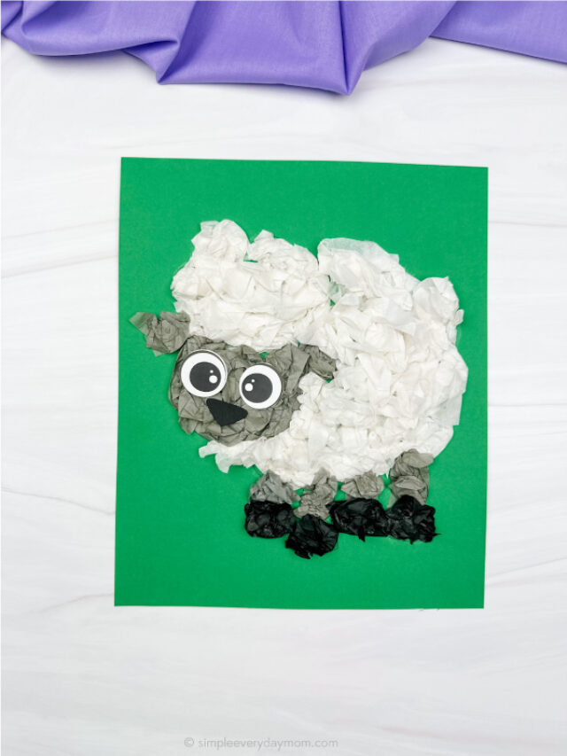 Sheep Tissue Paper Craft For Kids W/Template Story