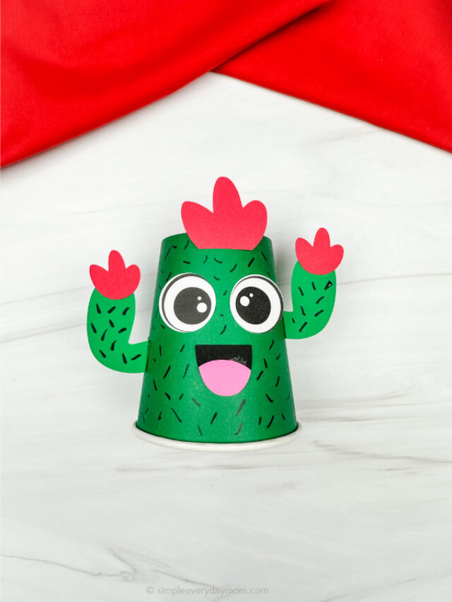 Cactus Paper Cup Craft For Kids [Free Template] Story