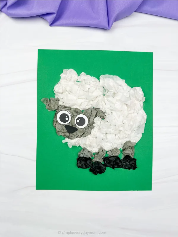 single example of sheep tissue paper craft finished