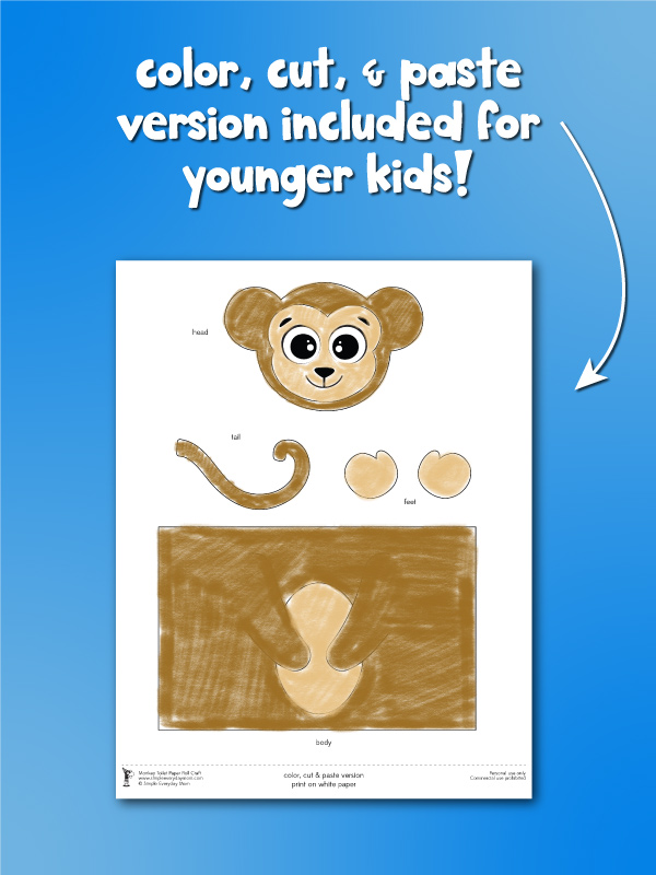 color cut and paste monkey craft version