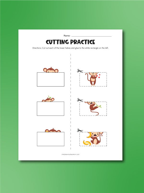 Monkey scissor worksheets match