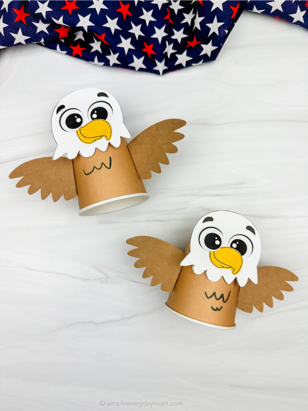 two side by side eagle paper cup craft for kids