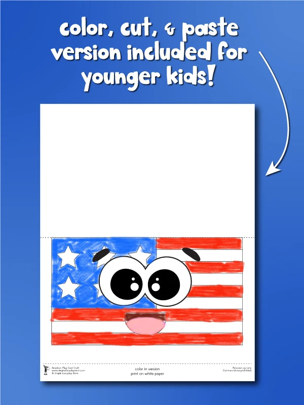 color cut and paste version flag card craft