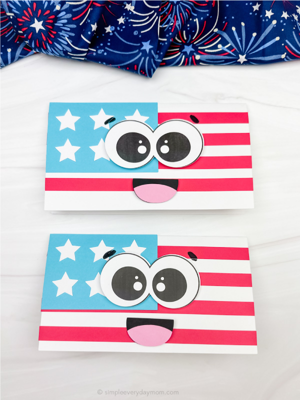two examples of finished flag card craft