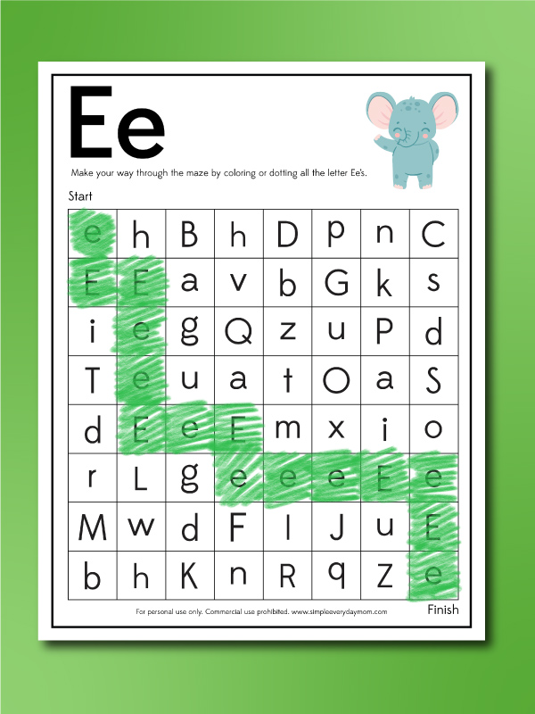 elephant letter maze