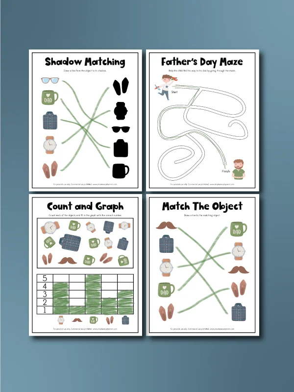 father day worksheet image collage