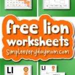 Lion worksheets cover image