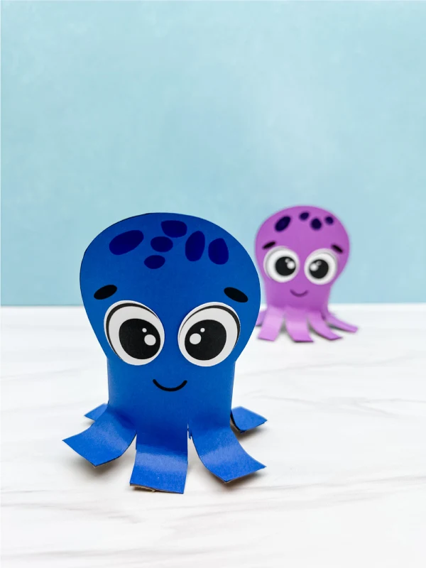 two examples of finished octopus toilet paper roll crafts