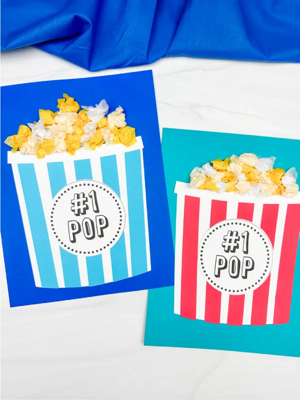 who examples of finished popcorn craft for fathers day