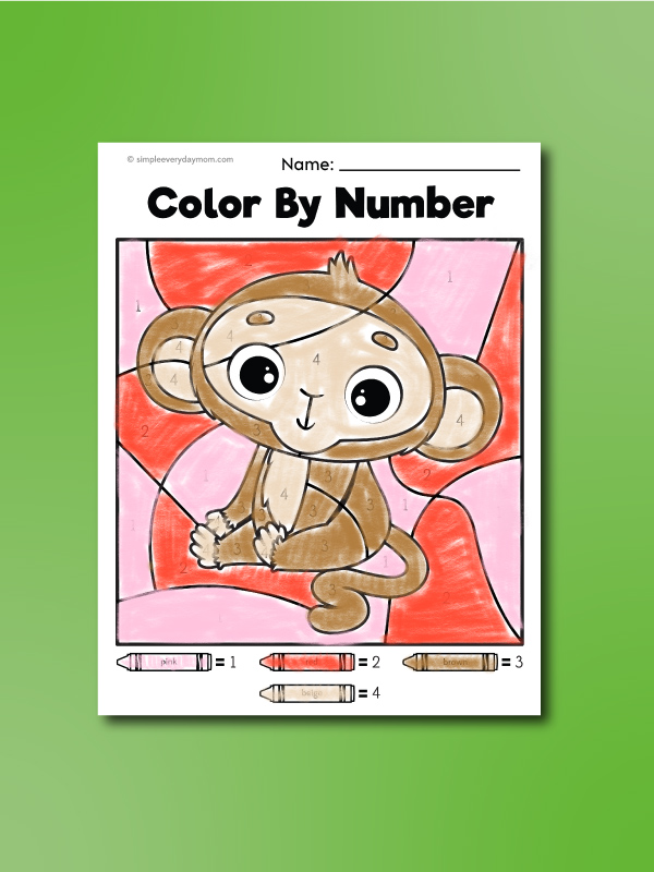 monkey color by number monkey