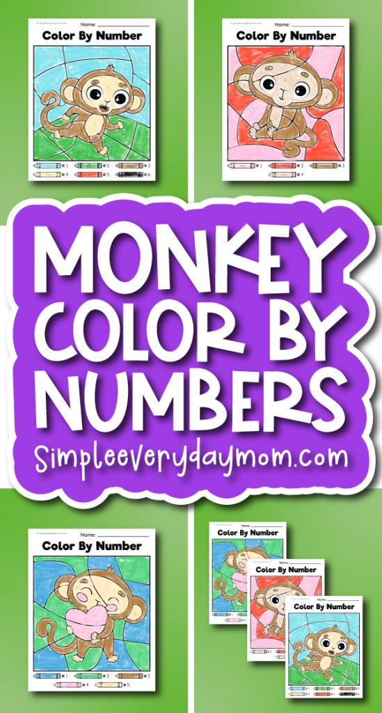 Monkey color by number worksheets cover image