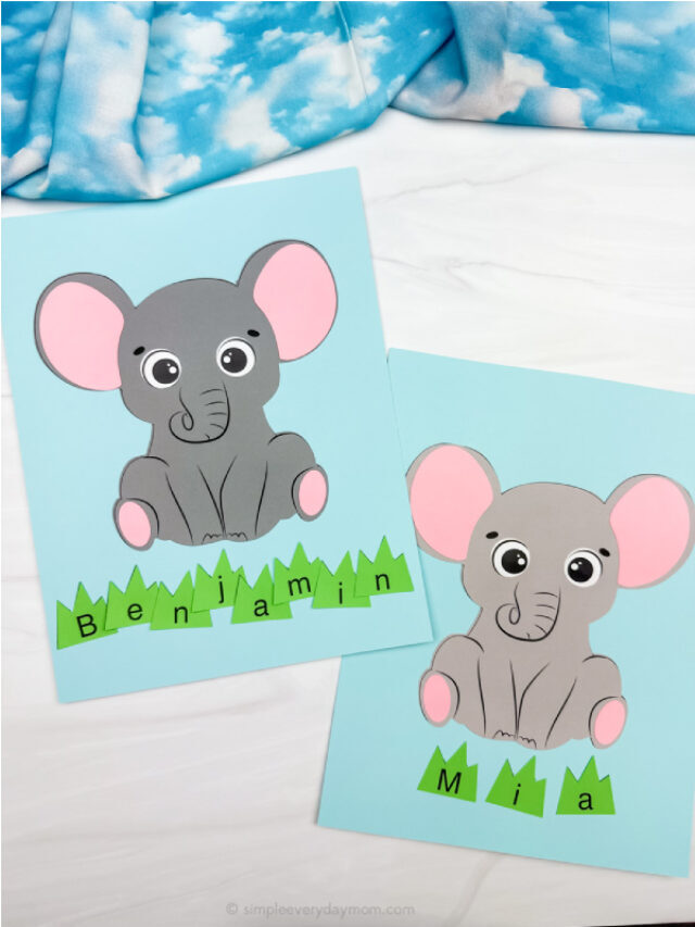 Elephant Name Craft For Kids W/Editable Template Story