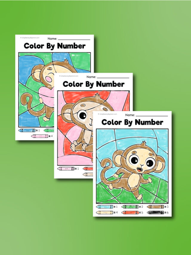 monkey color by number image collage