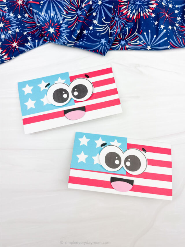 American Flag Card Craft For Kids [Free Template] Story