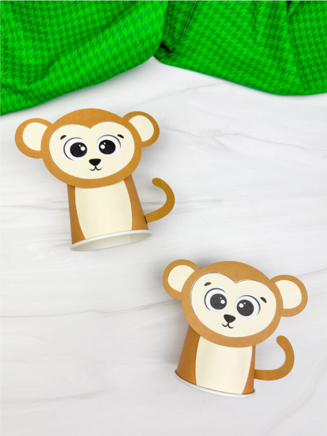 Monkey Paper Cup Craft For Kids [Free Template] Story