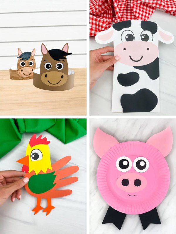 Farm craft ideas for kids image collage
