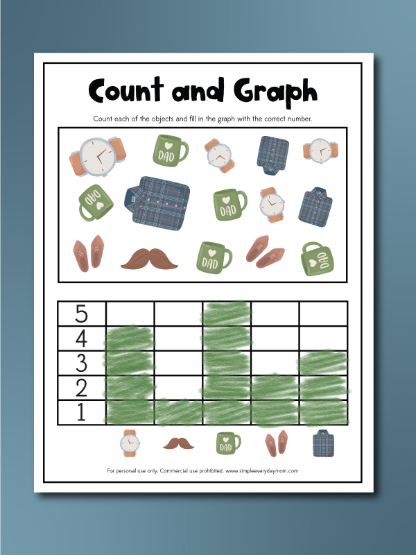 father's day count and graph worksheet
