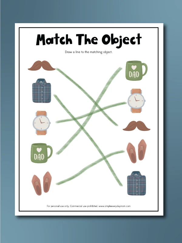 fathers day match the object worksheet