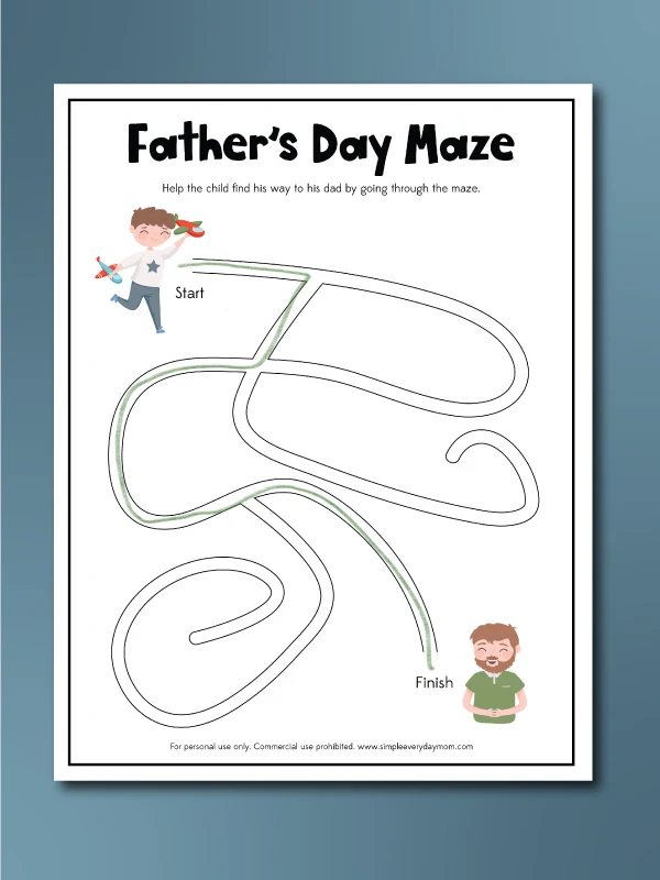 fathers day maze worksheet