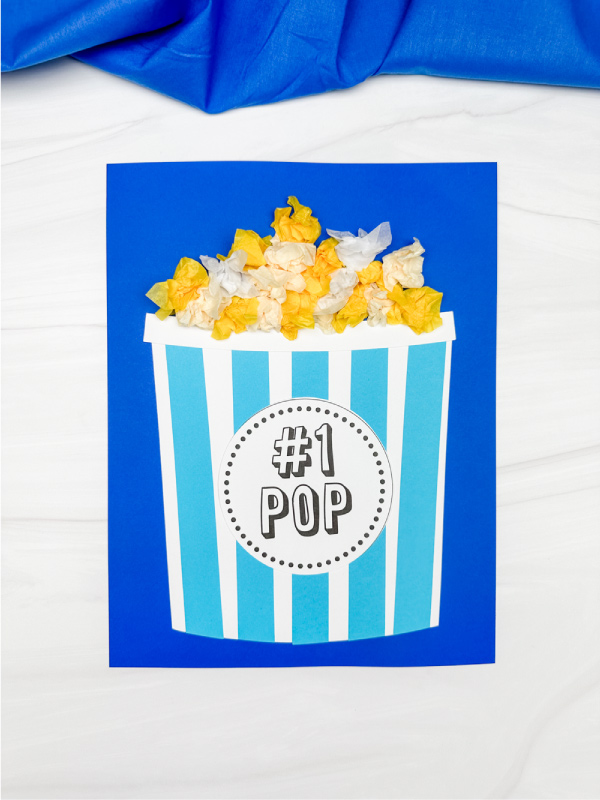 single example of finished popcorn fathers day craft