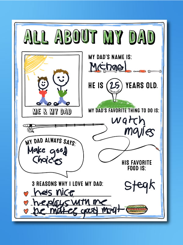 all about dad printable template
