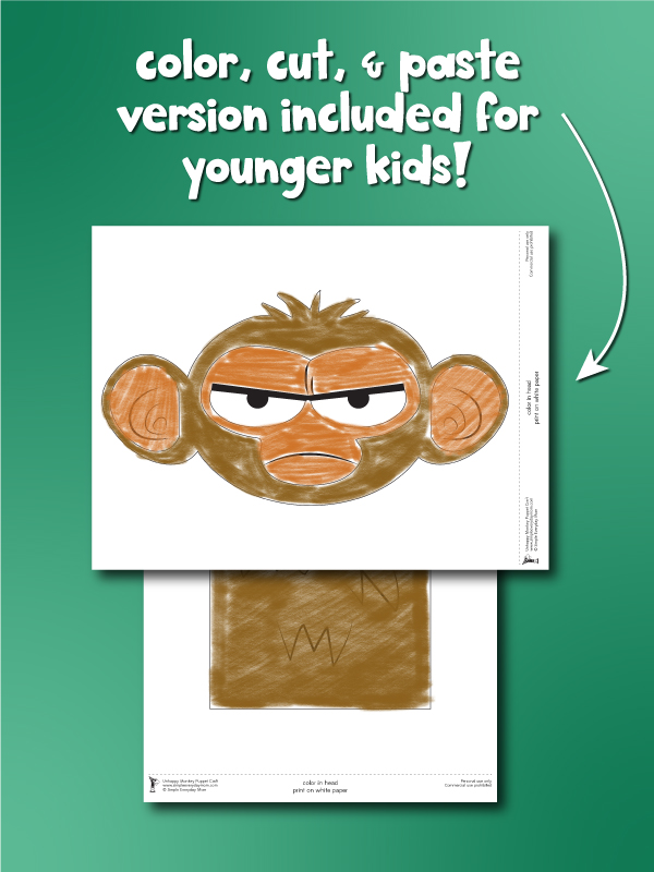 color cut & paste version of grumpy monkey craft