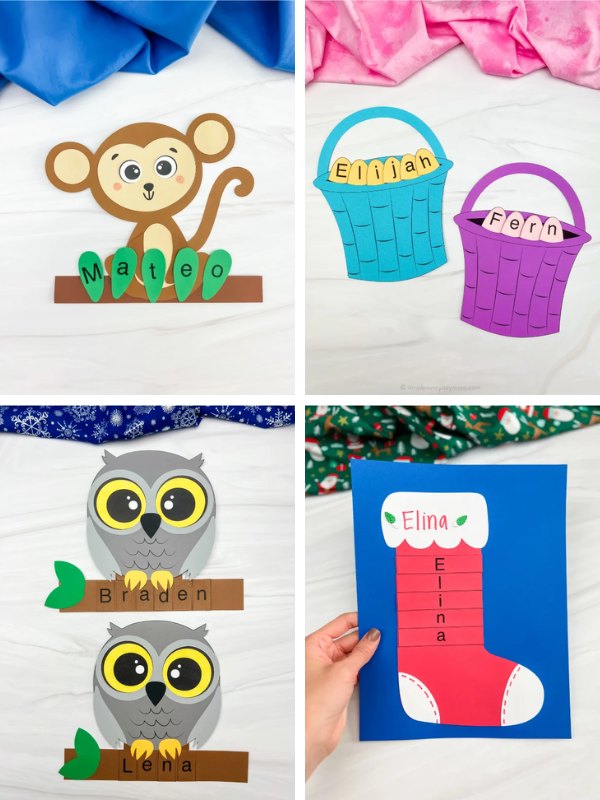 name crafts for kids image collage