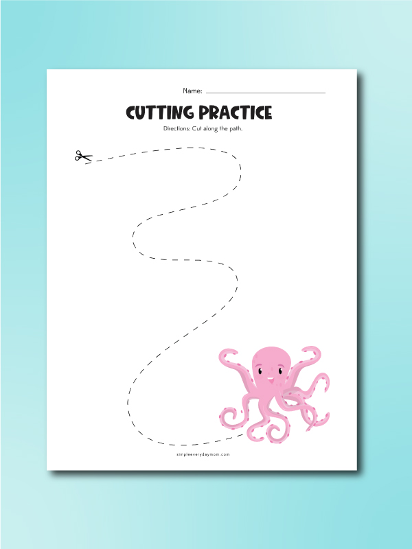 octopus cut along the line worksheet