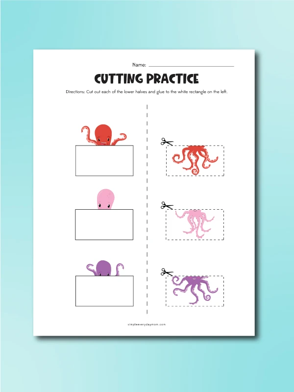 octopus image match cutting worksheet
