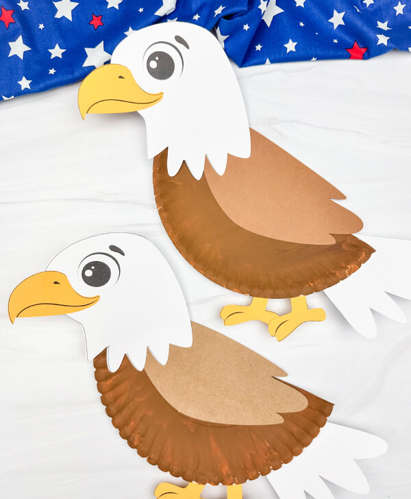 two examples of eagle paper plate craft