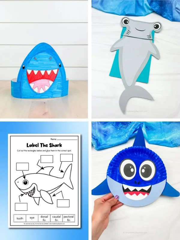 shark crafts for kids image collage