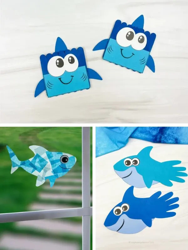 shark crafts for kids image collage