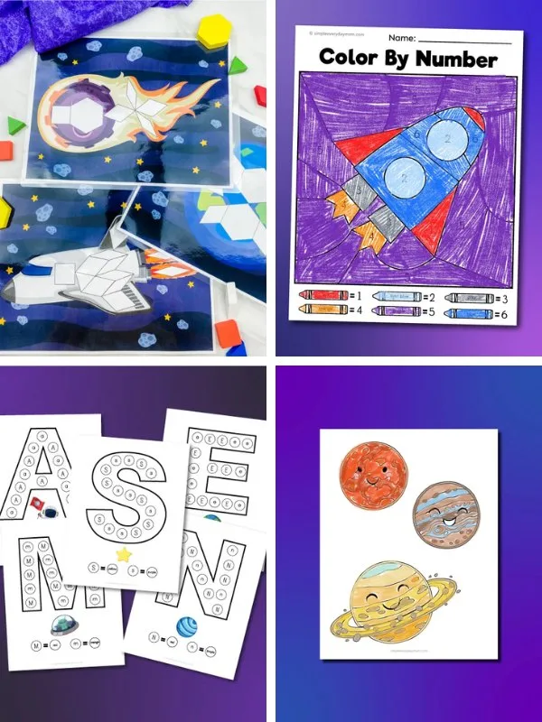 Space activity ideas for kids image collage