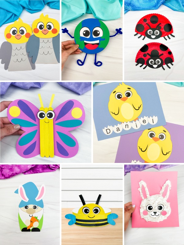 spring crafts for kids image collage