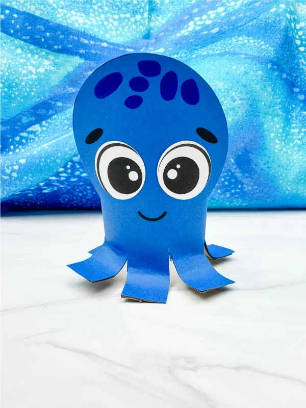 single example of blue octopus toilet paper roll craft