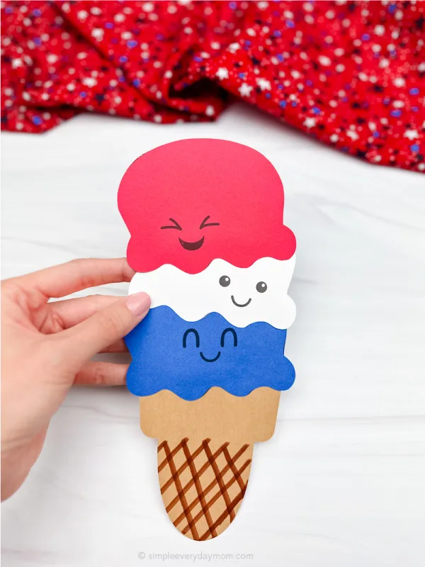 hand holding finished ice cream craft