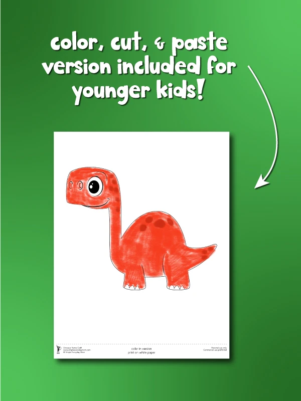 color cut and paste dinosaur name craft