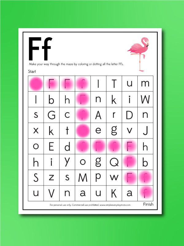 flamingo worksheets letter maze