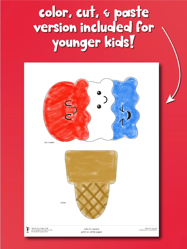 color cut & paste fourth of July ice cream craft