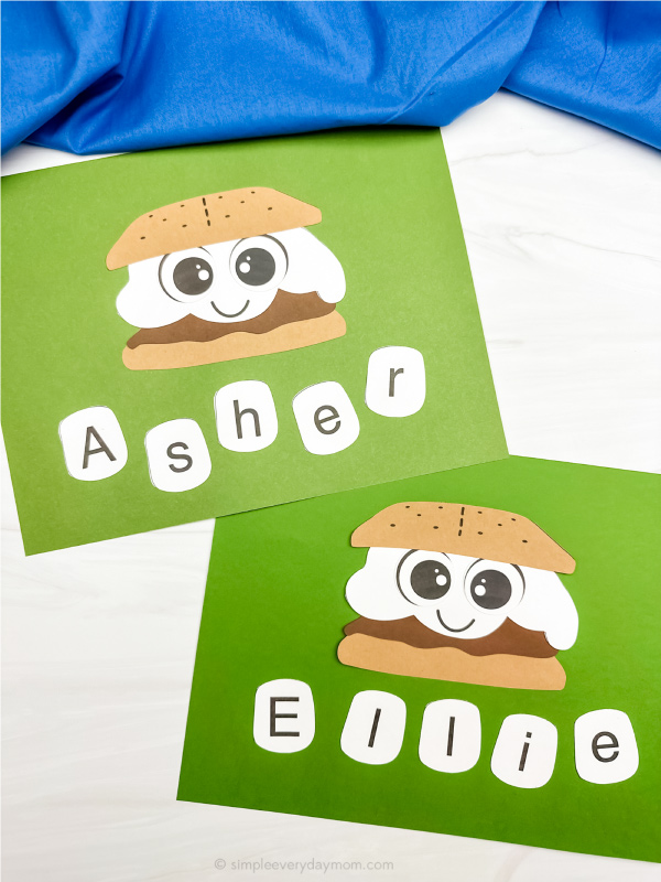 two examples of finished smore name craft